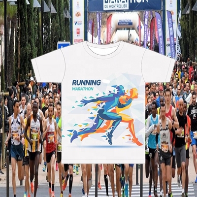 satın al Maraton Koşusu Sublimasyon Baskılı Spor Tişörtleri Crewneck Dri Fit Sublimasyon Tişörtleri online manufacture