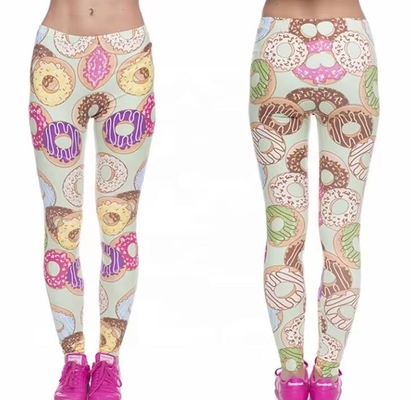 satın al Terleme Wicking Donut Baskı Özel Yoga Leggings 92% Poliester 8% Spandex online manufacture