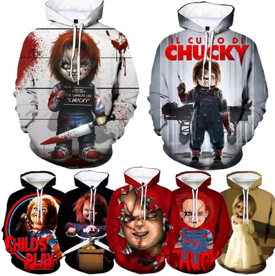satın al Chucky Çaplı Büyük Kapüşon Erkekler Korku Filmi 3D Çaplı Kapüşon online manufacture