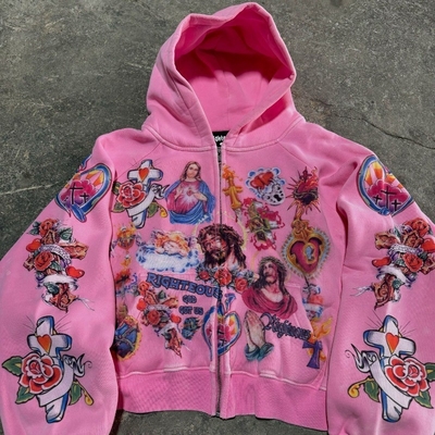 satın al Retro Gothic Rock Letter Baskılı Kazak Kapüşonlu Harajuku gevşek tüm eşleşme kazak çift seti online manufacture
