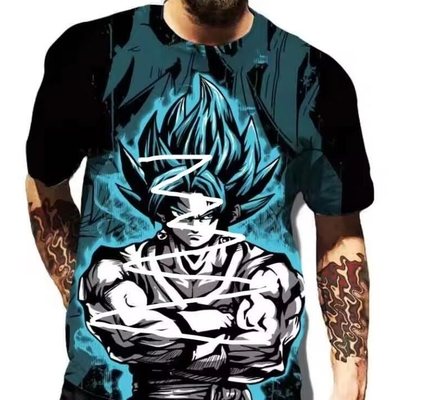 Anime Goku Sublimasyon Baskılı Tişörtler Kısa kollu desenli kıyafetler