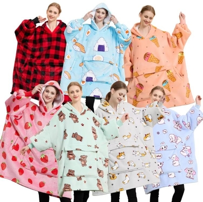100% Polyester Yün Büyük Boylu Kapüşonlu Battaniye Unisex Ultra Konforlu