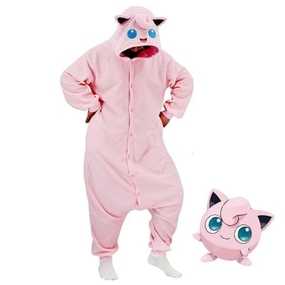 Unisex Flanel Romper Hayvan Bir Parça Pijama Kapüşonlu Ve Düğmeli